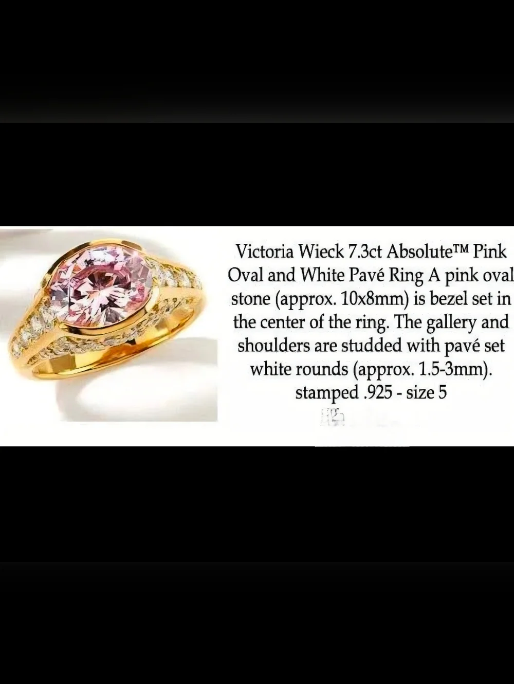 Victoria Wieck Pink Oval Absolute Size 5 Ring
